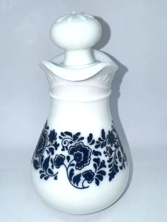 Avon Other - Vintage 1970s Avon Milk Glass Pitcher with Stopper with Deft Blue Floral Pattern